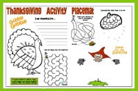 Printable Thanksgiving Placemat - preschool/kindergarten