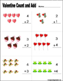 Preschool and kindergarten valentine math worksheet