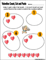 Preschool and kindergarten valentine math worksheet