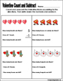 Preschool and kindergarten valentine math worksheet