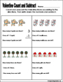 Preschool and kindergarten valentine math worksheet