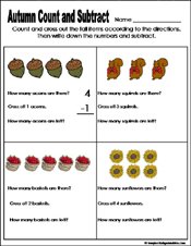 fall/autumn Preschool and kindergarten math worksheet