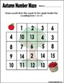 fall/autumn Preschool and kindergarten math worksheet