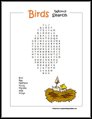 Easy Bird Word Search