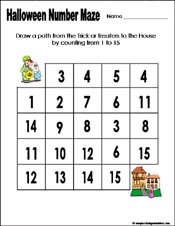 Preschool and kindergarten halloween math worksheet