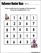 Preschool and kindergarten halloween math worksheet