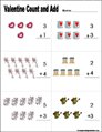 Preschool and kindergarten valentine math worksheet