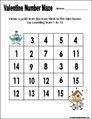 Preschool and kindergarten valentine math worksheet